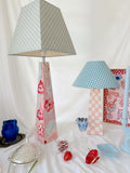Vintage Handpainted Checkerboard lamp with Vintage Shade