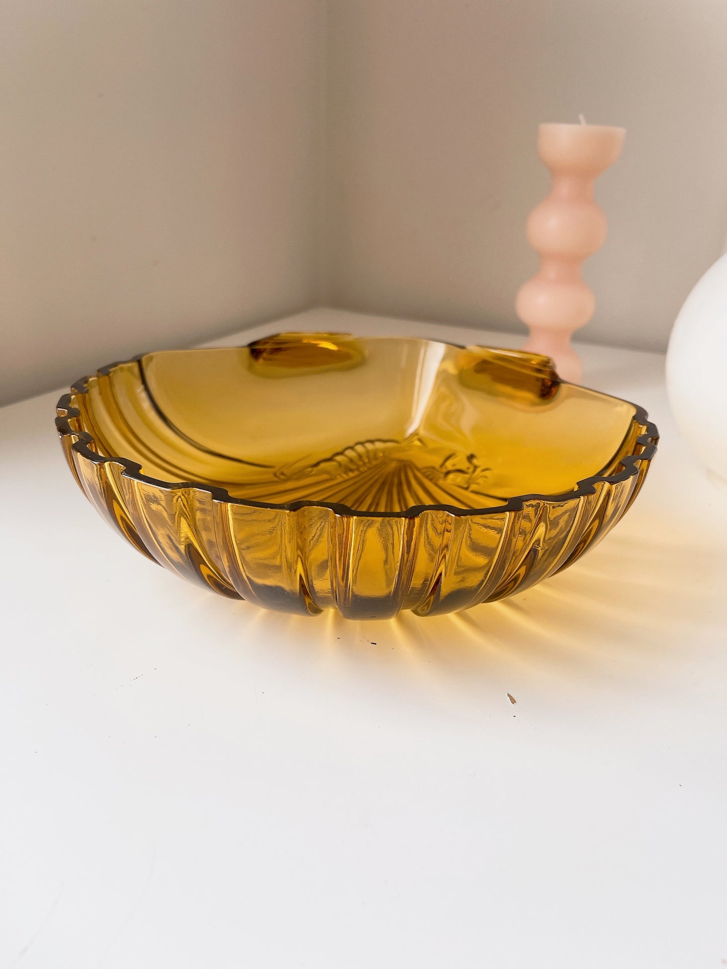 Vintage Amber Shell Bowl