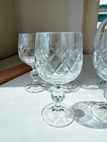 Set 6 Vintage Bohemia Crystal ‘Bristol’ Wine Glasses