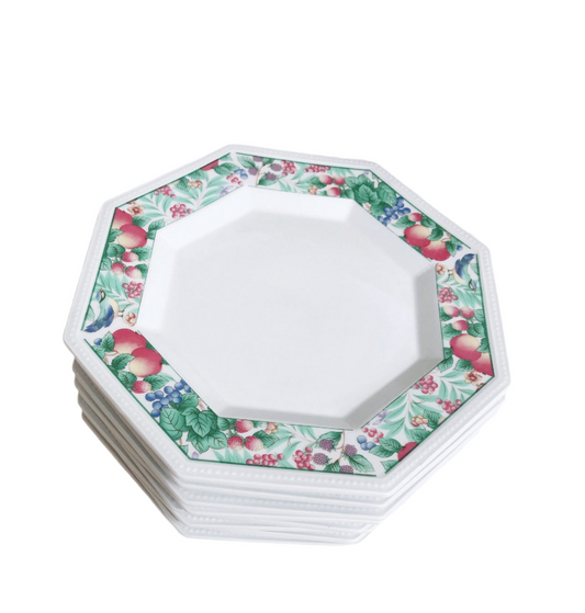 Set 8 80’s Vintage Hexagon Dinner Plates