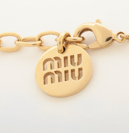 Miu Miu Pink & Gold Logo Necklace