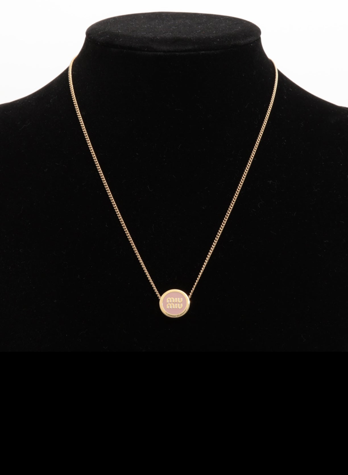 Miu Miu Pink & Gold Logo Necklace