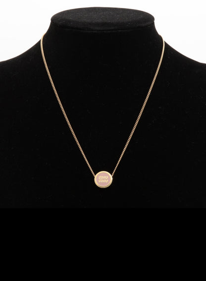 Miu Miu Pink & Gold Logo Necklace