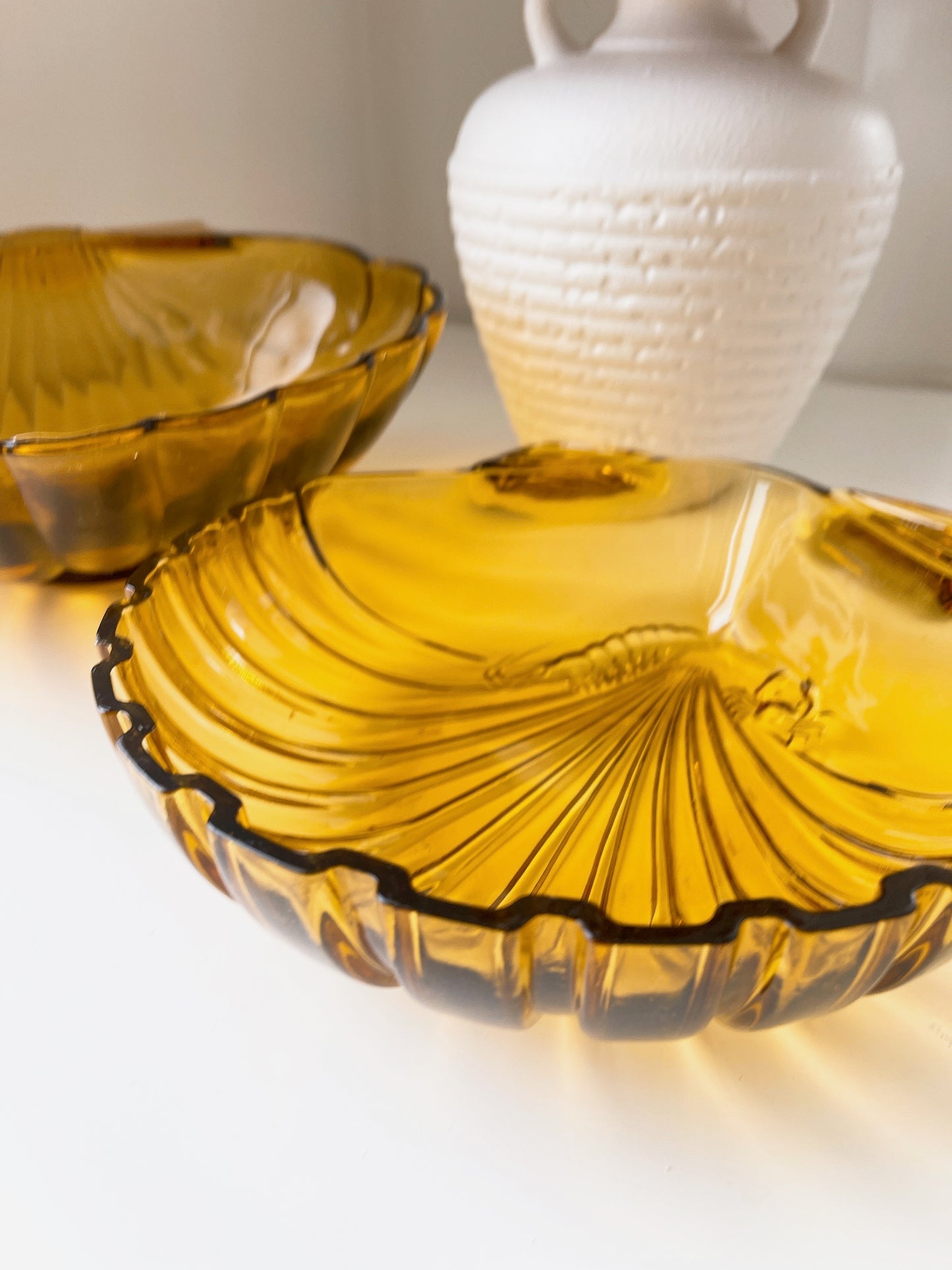 Vintage Amber Shell Bowl