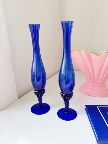 Set 2 Cobalt Blue Vases