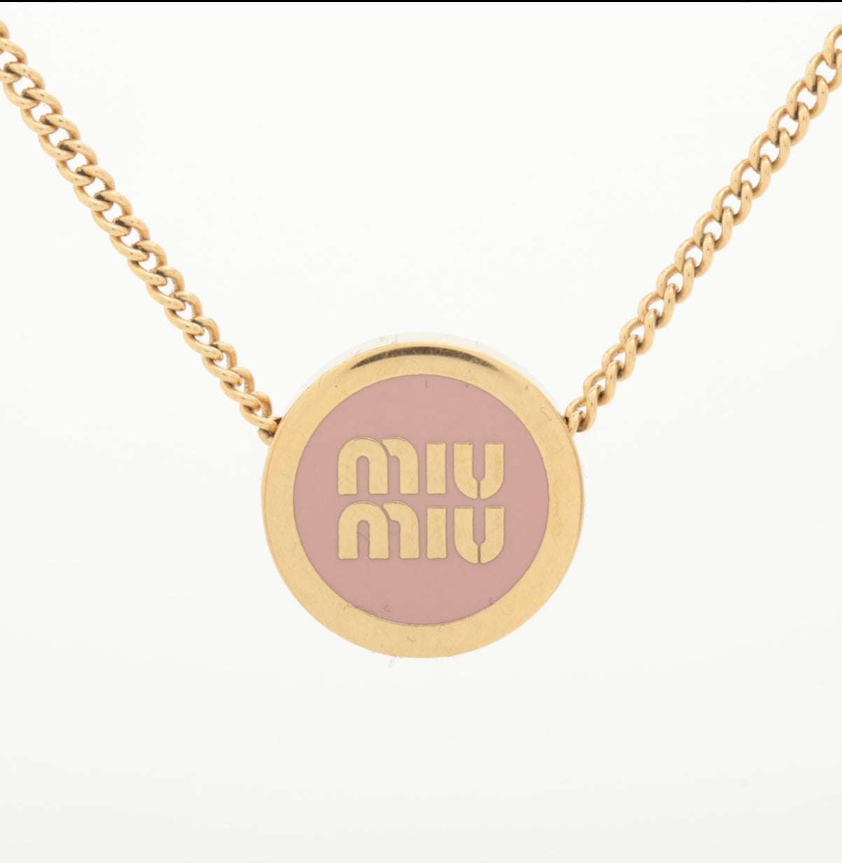 Miu Miu Pink & Gold Logo Necklace