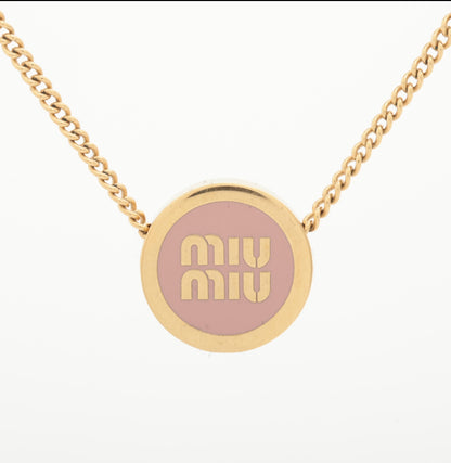 Miu Miu Pink & Gold Logo Necklace