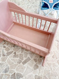 Set / Childs Pram & Pink Vintage Doll Crib