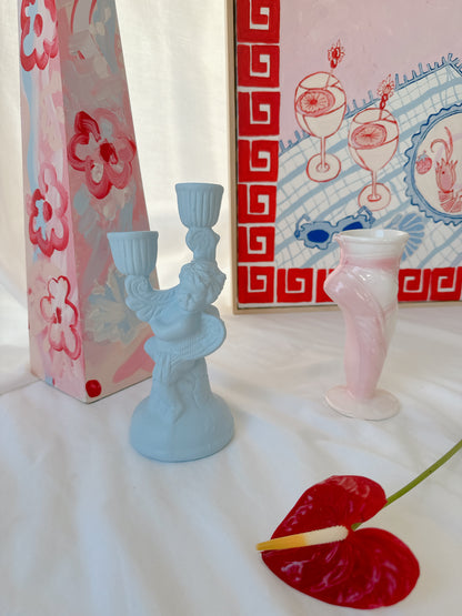 Powder Blue Cherub Candle Holder