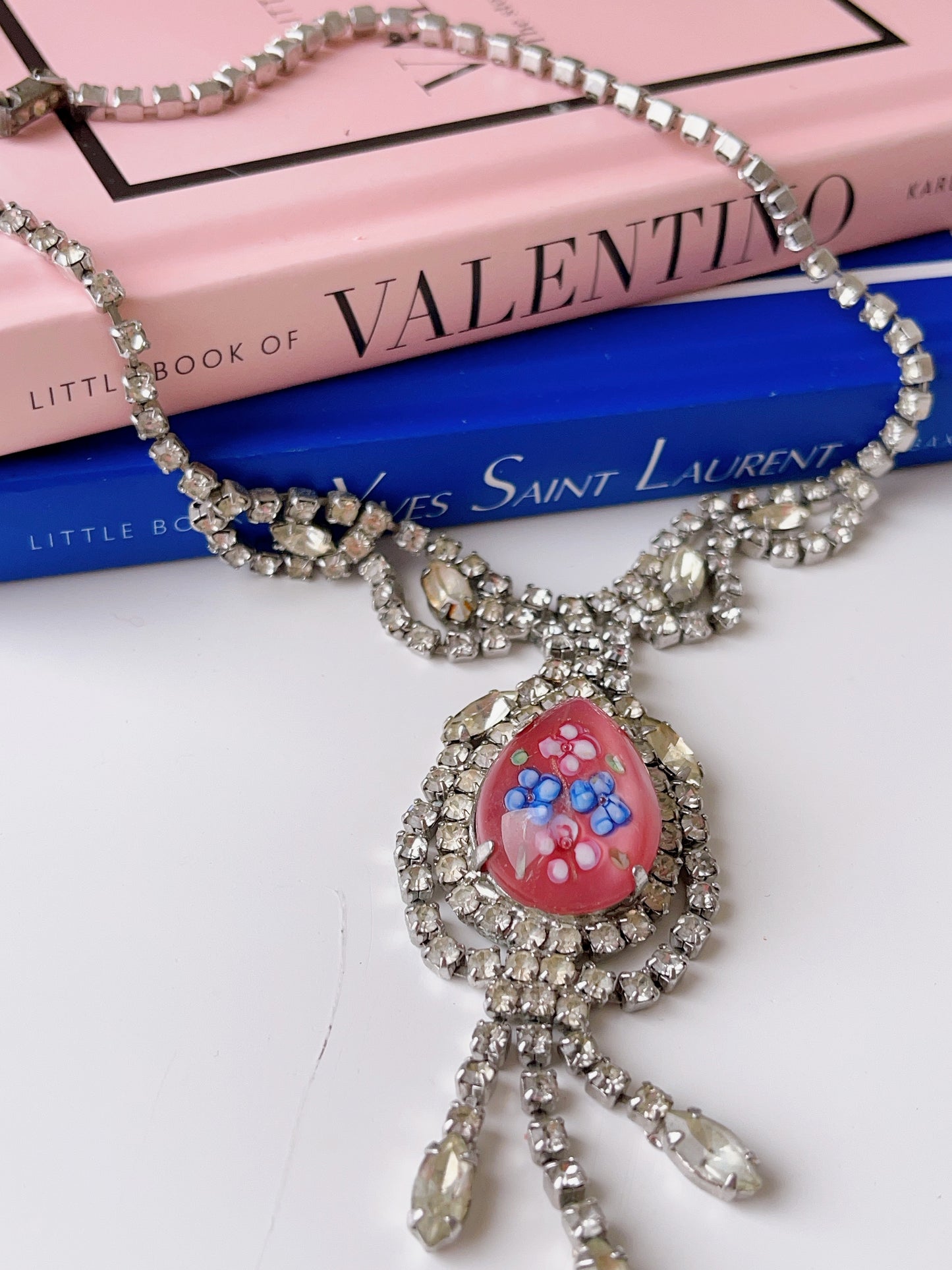 Vintage Diamanté Pink Necklace