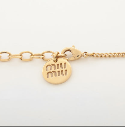 Miu Miu Pink & Gold Logo Necklace
