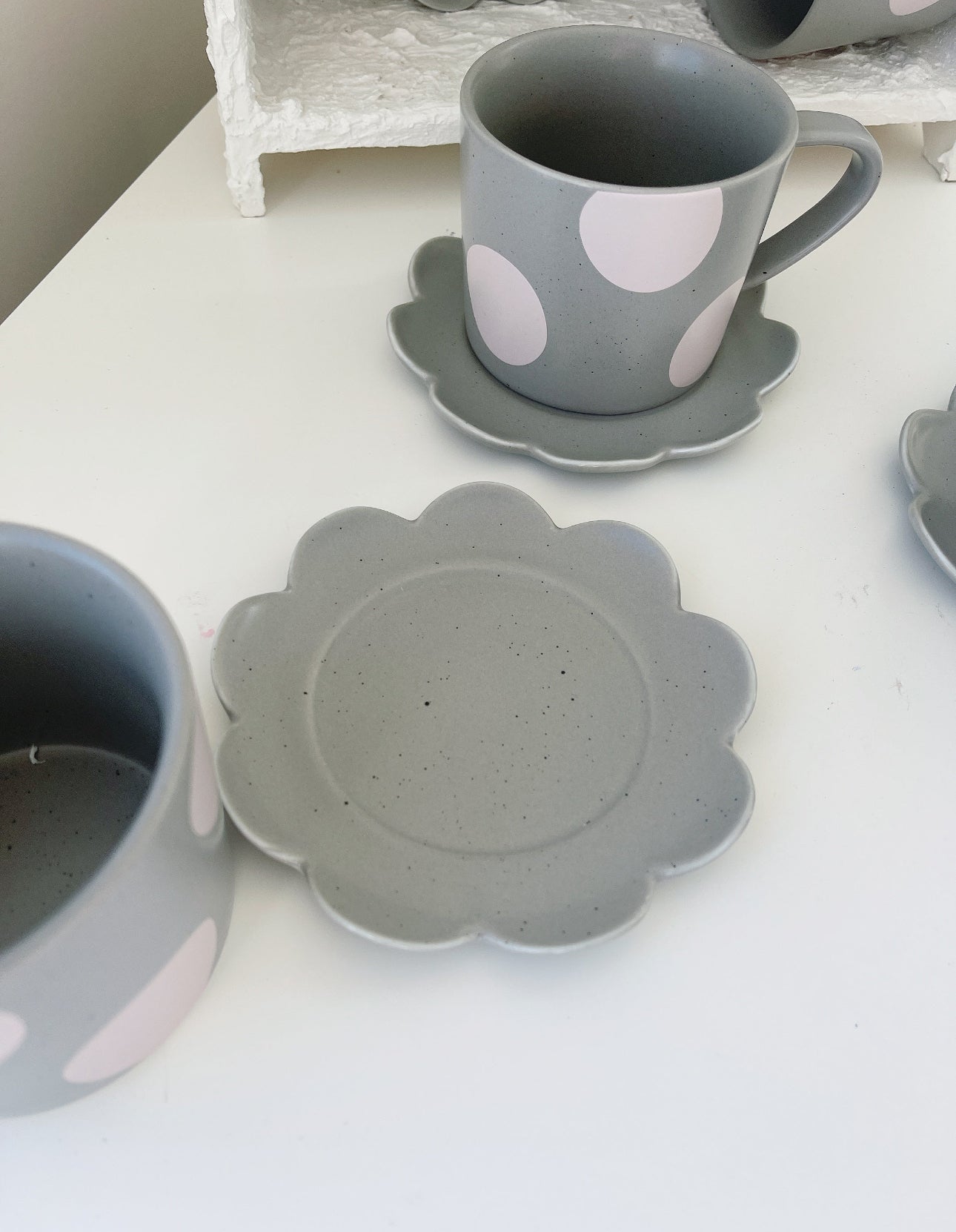 Set 4 Polka Dot Cup & Saucers