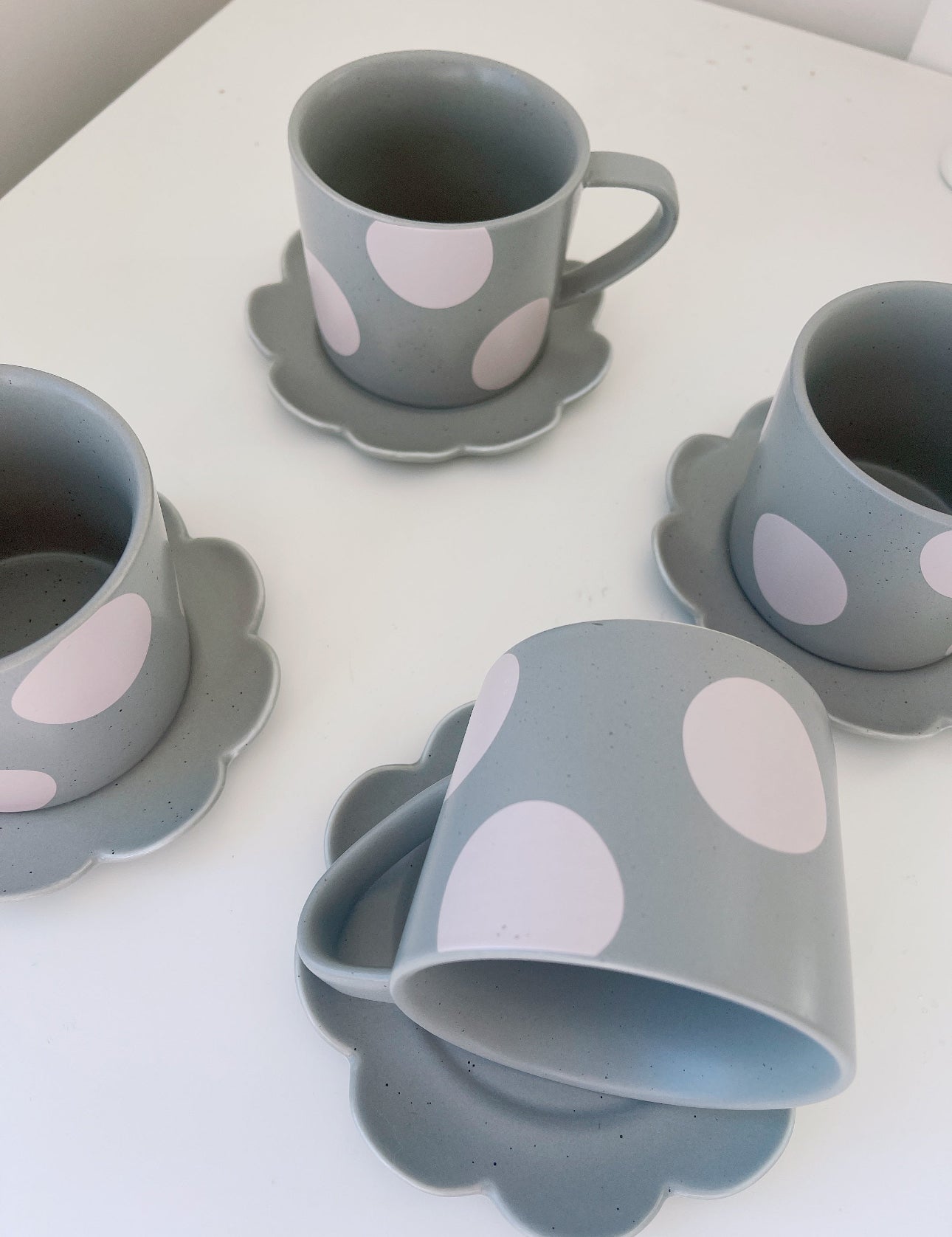 Set 4 Polka Dot Cup & Saucers