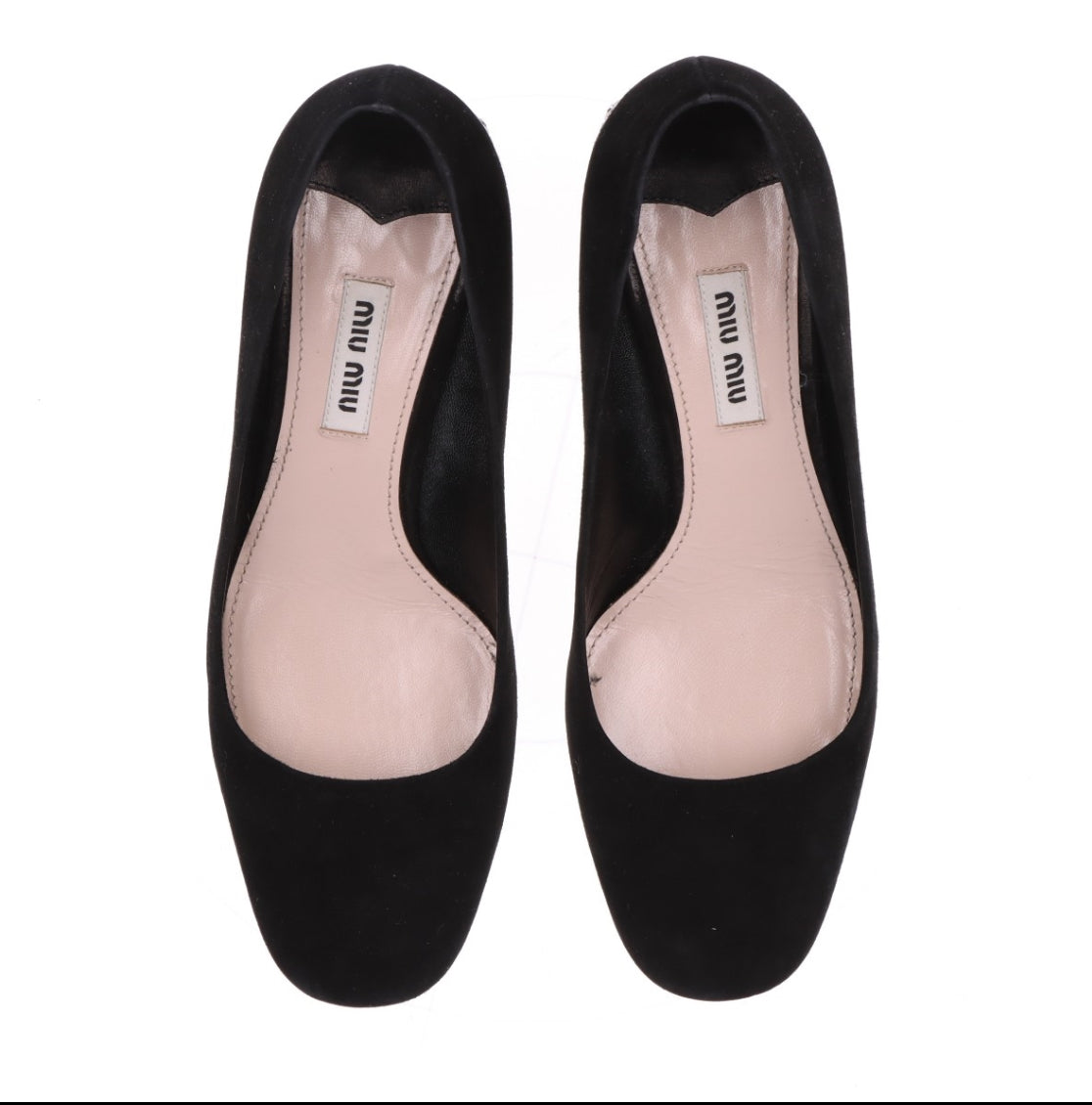 Miu Miu Black Suede Crystal Block Heels