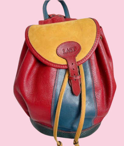 Vintage Block Colour Leather Backpack