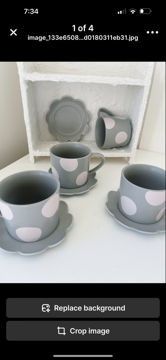 Set 4 Polka Dot Cup & Saucers