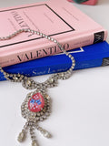Vintage Diamanté Pink Necklace
