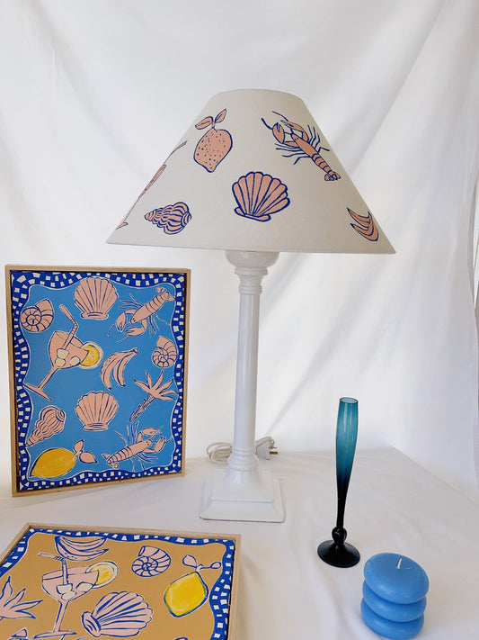 Vintage Lamp with Handpainted Shade