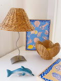 Vintage Squiggle Lamp with Wicker Shade