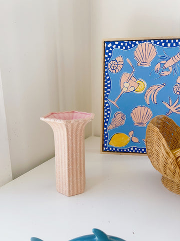 Vintage Pink Crackled Vase