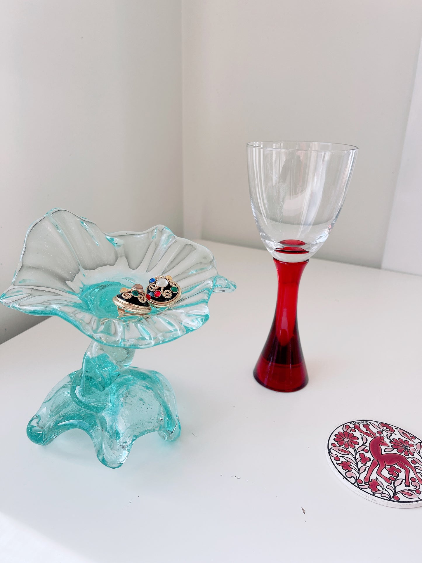 Hand Blown Aqua Glass Dish