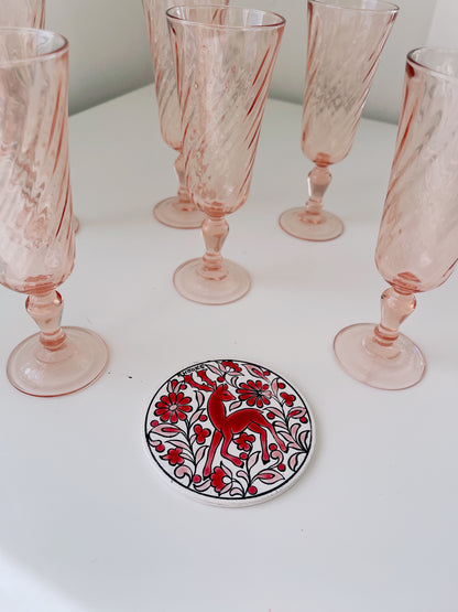 Set 6 French Pink Swirl Glasses