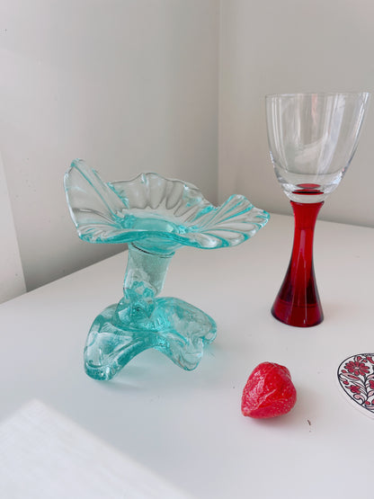 Hand Blown Aqua Glass Dish