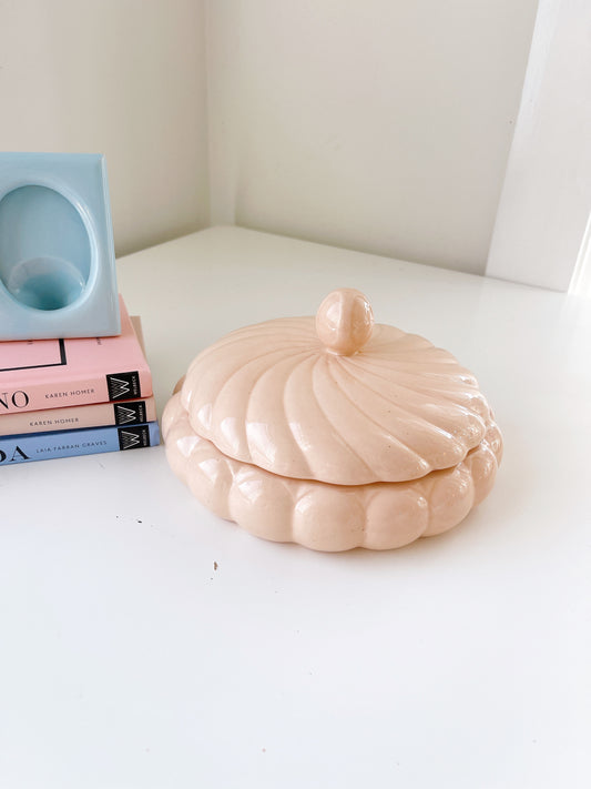 Vintage Peach Swirl Trinket Box