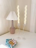 Vintage Wiggle Glass Candlesticks