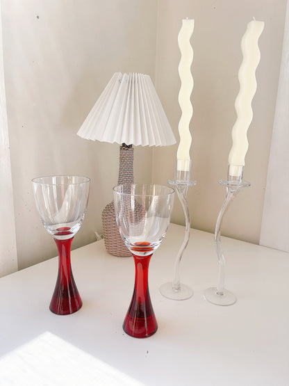 Set 2 Vintage Red Stem Glasses