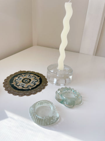 Vintage Glass Shell T-Light Holders
