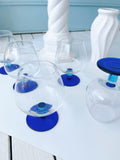Set 6 Blue Stemmed Balloon Glasses