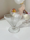 Set 4 Vintage Glass Hexagon Ice Cream Bowls