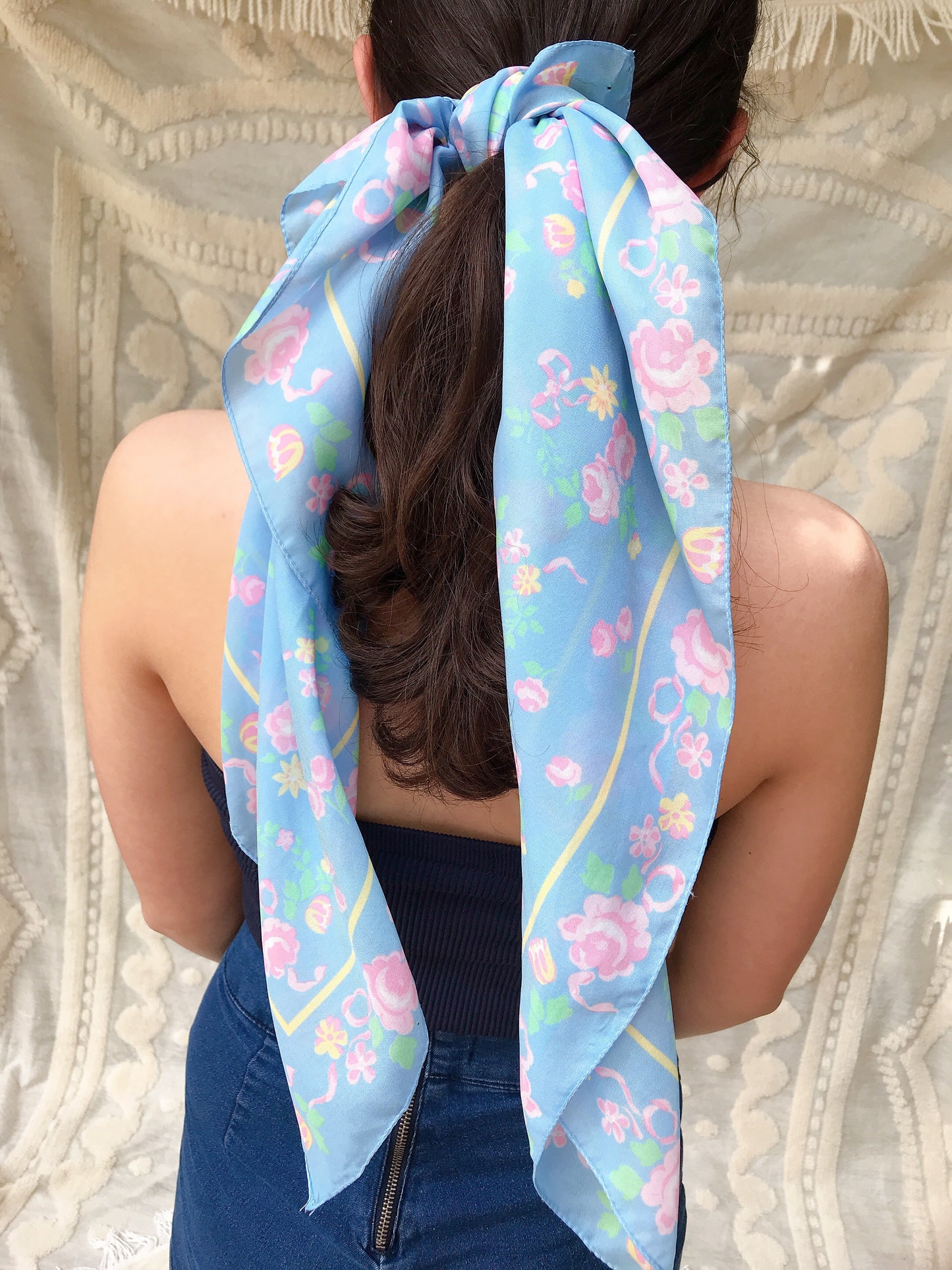 Vintage Blue /Pink Floral Scarf