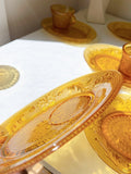 Vintage Amber Glass Cup & Snack Saucers - Selling Individually
