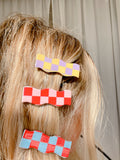 Checkerboard Wave Hairclips