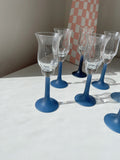 Set 7 Vintage Blue Stemmed Glasses