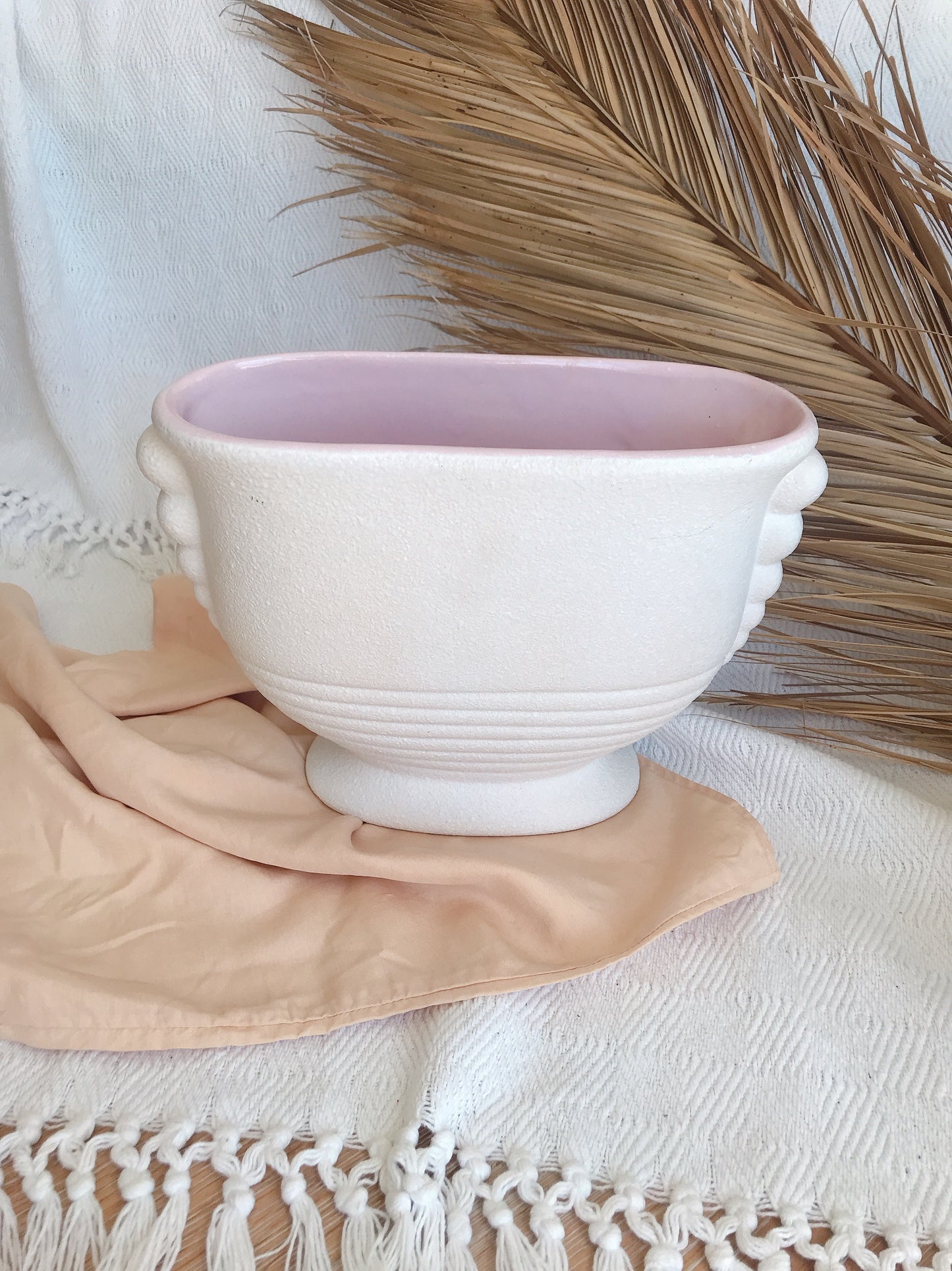 Large Vintage Art Deco Vase - Pink Inner