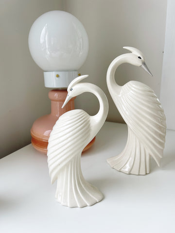 Set 2 Vintage Ceramic Cranes