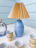 Vintage Blue Ceramic Lamp with Pleated Shade  La