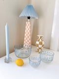 Checkerboard Handpainted Lamp & Pleated Lampshade
