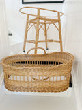 Vintage Rattan Baby Basket On Stand