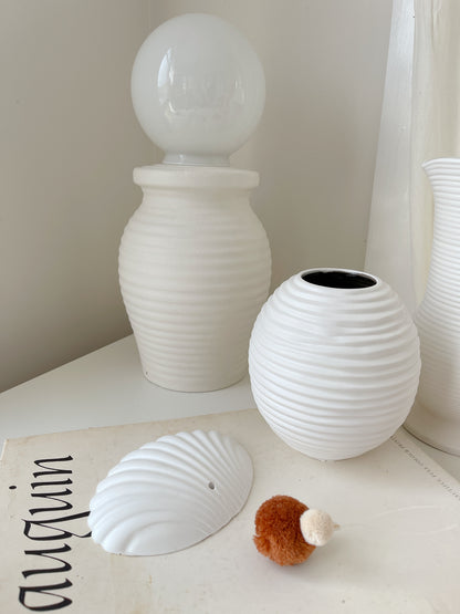 Ribbed White Balloon Vase