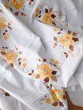 Vintage Circular Hand Sewn Floral Tablecloth