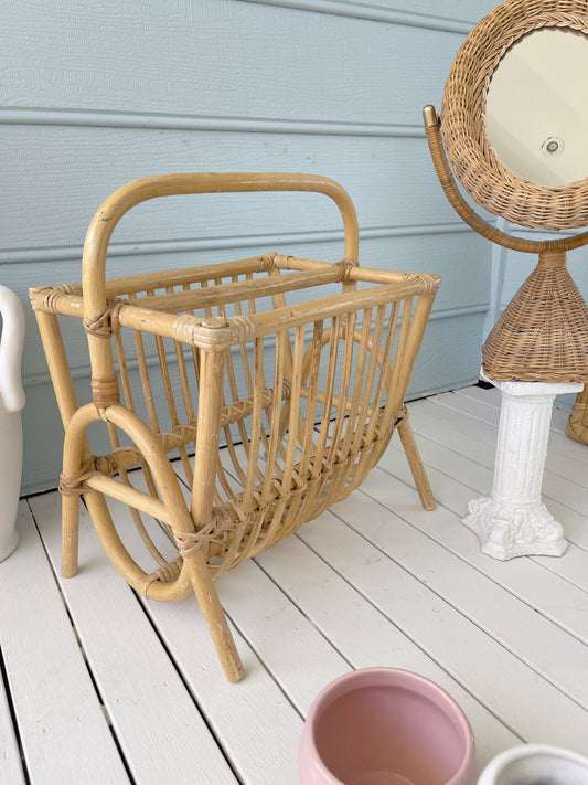 Vintage Cane Magazine Rack