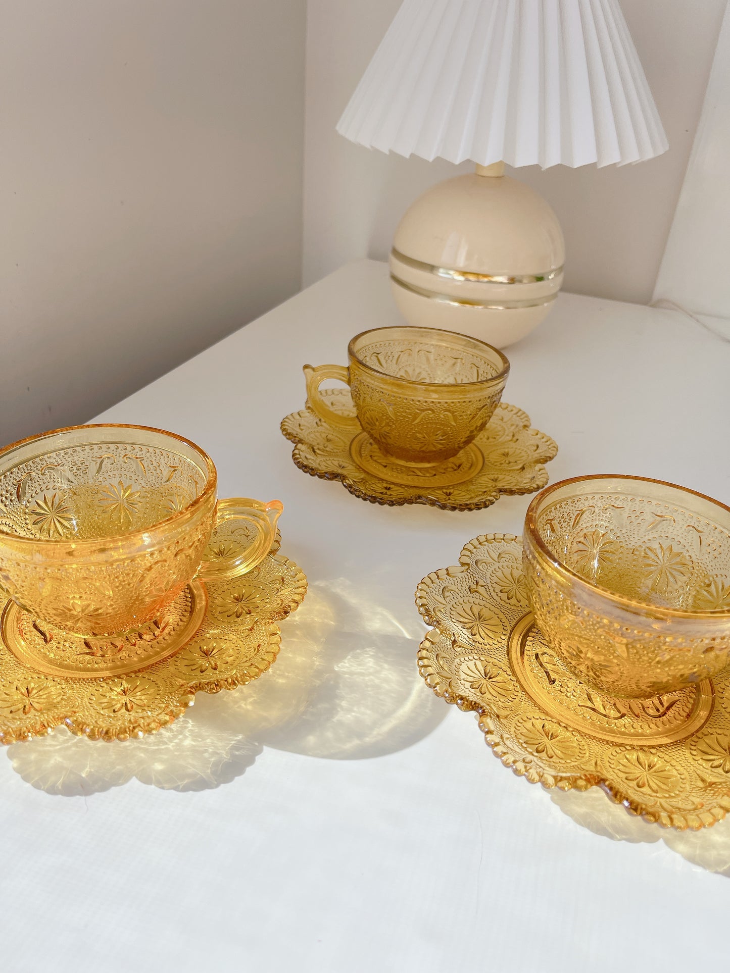 Vintage Amber Glass Cup and Saucer - Selling iIndividually