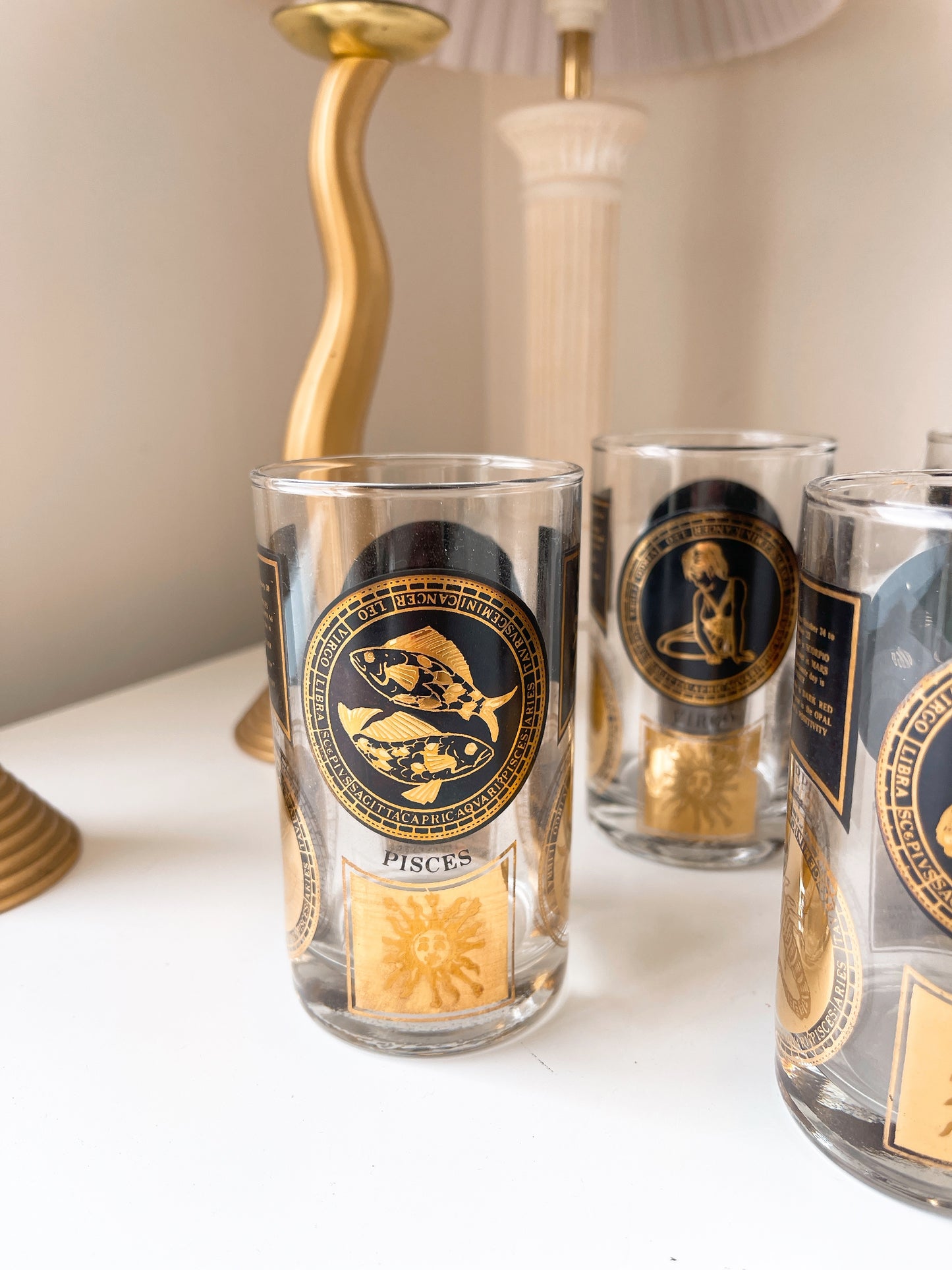 Set 5 Vintage Astrology Glasses