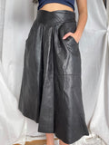 Stunning Black Leather Vintage Skirt