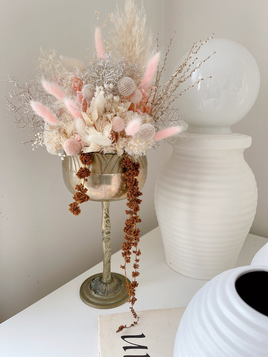 Large Flower Arrangement in Large Brass Goblet