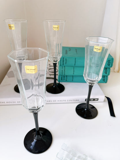 Vintage Luminarc French Geometric Champagne Glasses